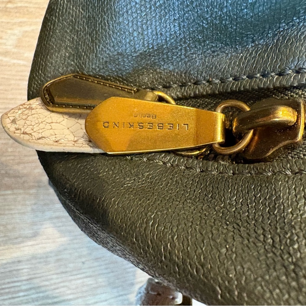 Liebeskind Berlin Two-Tone Canvas and Crackle Leather Trapeze Satchel Bag - Picture 5 of 8